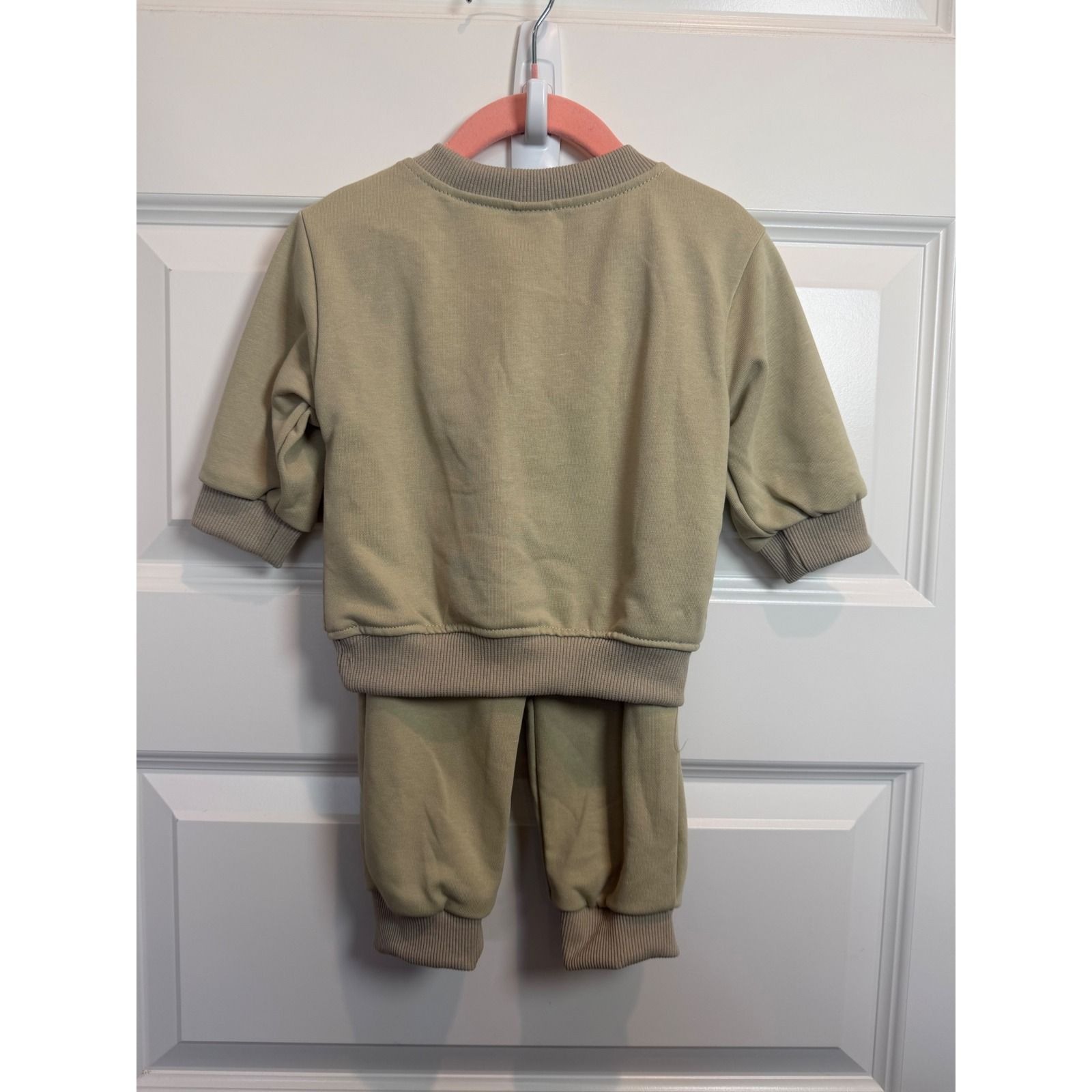 30.Miniolie Sage Green Fetch My Milk Peasant Graphic Sweatshirt Jogger Set 6-12m — image 2 of 5